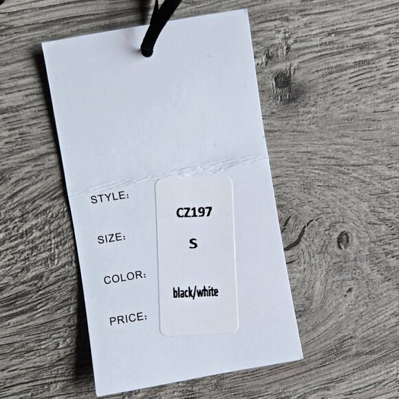 Unique Vintage Retro 50s Bikini Swim Top Small Black White NWT Old Hollywood Mod - Picture 3 of 5